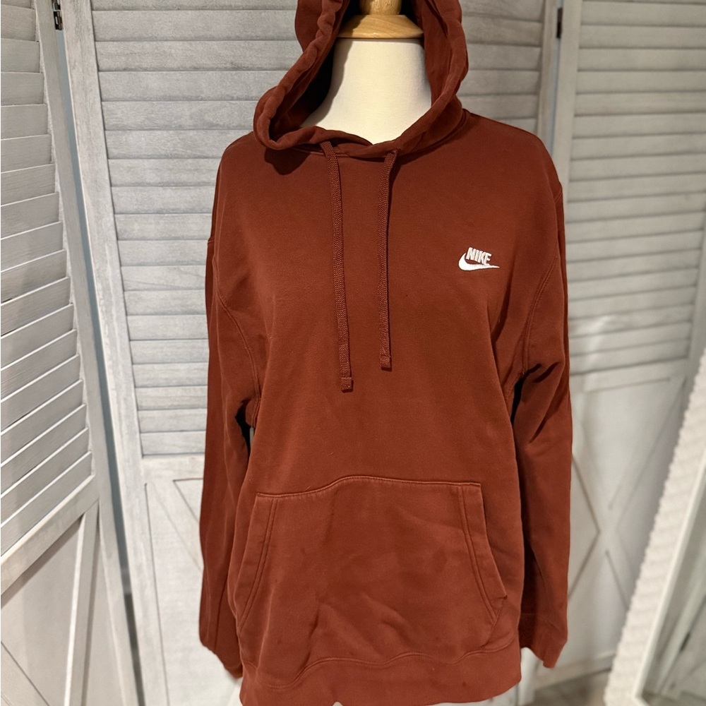 Nike Chestnut/Red Hoodie with White Logo - Large